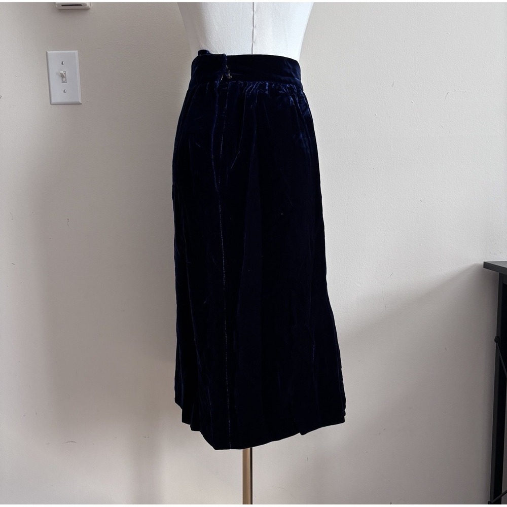 Vintage Y2K Cobalt Blue Whimsigoth Velvet Skirt Size 4 Small 80s 90s Boho - Picture 6 of 7